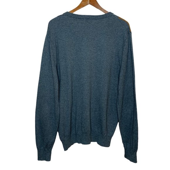 Merona V-Neck Sweater Diamond Print Gray Orange Lightweight 100% Cotton Large - Picture 7 of 7